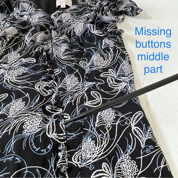 Cinq A Sept Size 4 Black Blue Button V-Neck Maxi Lisette Dress Size 2 - Picture 7 of 11